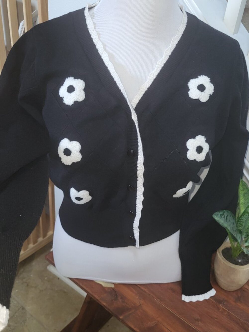 Belle Poque Floral Knit Cardigan Sweater XL Coquette Cottagecore Vintage Kawaii